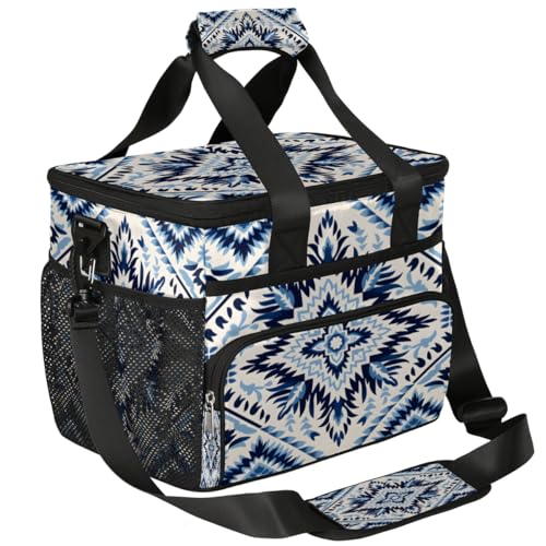 Abstract Flower Insulated Picnic Backpack Lunch Box for Women Men Picnic Basket Tote Lunch Bag Picnic Bag Portable Lunch Bags for Picnic, Beach, Work, Trip,Office, Camp Ethnic Decorative