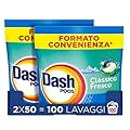 Dash Pods Detersivo Lavatrice In Capsule, 100 Lavaggi (2x50), Classico Fresco, Rimuove Le Macchie, Efficace A Freddo Anche E In Cicli Brevi