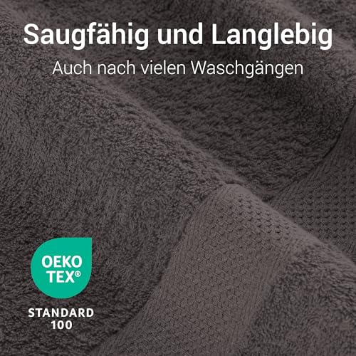 Textilschmied 8-TLG. Handtuch Set mit Aufhängeschlaufe für Badezimmer aus 100% Baumwolle- Oeko TEX 100 - weich, saugstark, lichtbeständig & langlebig - 2 Badetücher, 2 Handtücher, 4 Waschlappen – Bild 4