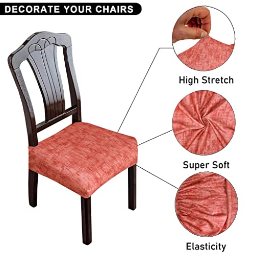 Image of Universal Size Dining Chair Seat Cover Set of 4 Seater pcs are Easily Washable Strechable and Comfortable for Dining Room Home Decor Slip Cover (Light Red Texture)