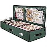 ZOBER Premium Wrap Organizer, Interior Pockets, fits 18-24 Standers Rolls, Underbed Storage, Wrapping Paper Storage Box and Holiday Accessories, 40” Long - Tear-Proof Fabric - 5-Year Warranty
