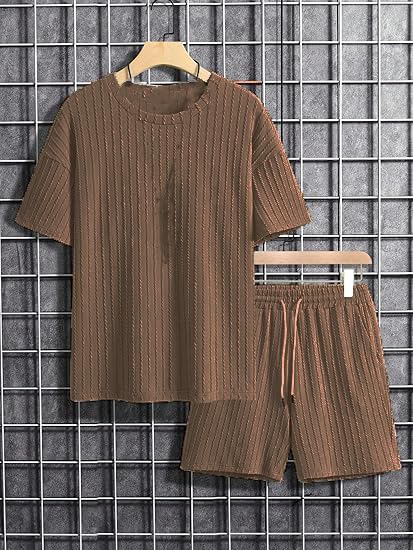 Image of Zilcon Men's 2 Pieces Outfits Casual Quarter Zip Polo Shirt and Shorts Set Athletic Jogging Summer Tracksuit
