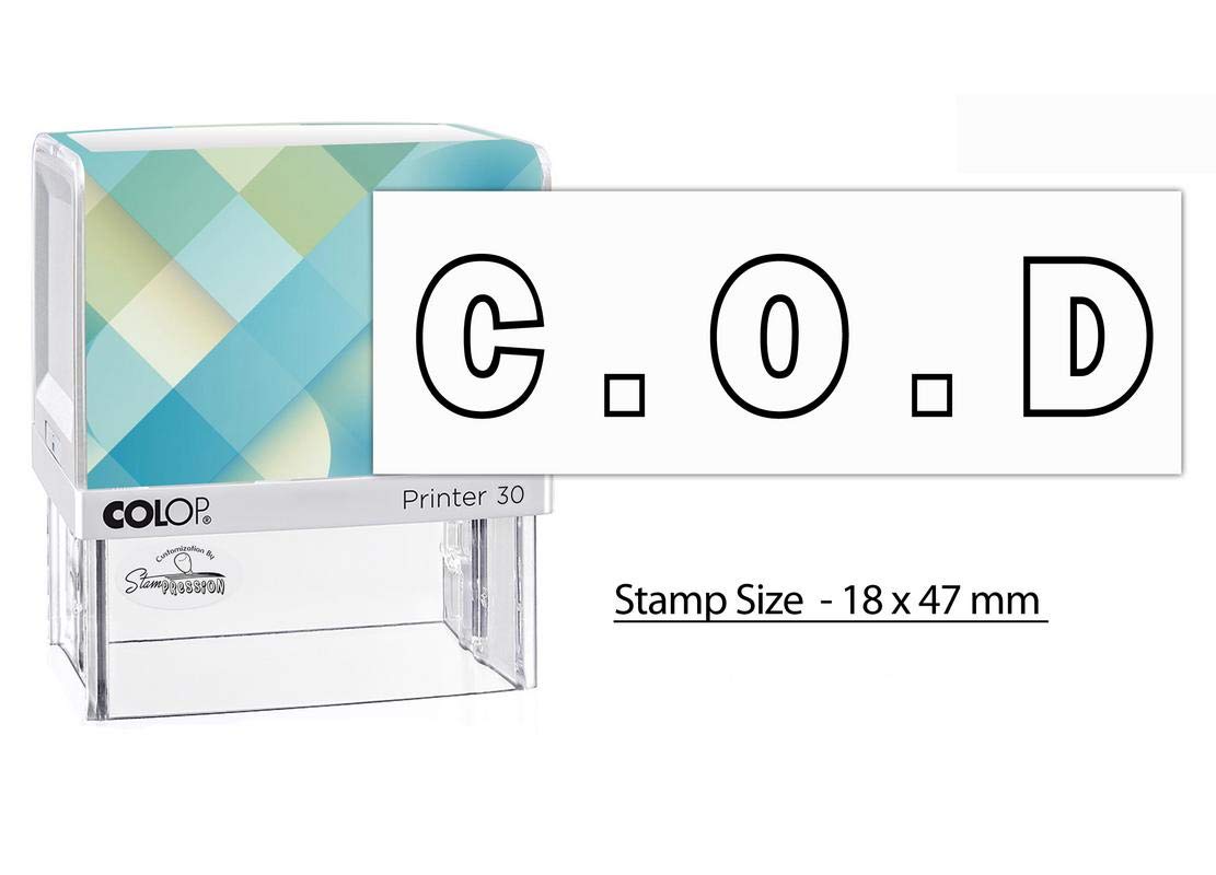 COLOP Printer 30 Self-Inking Text Stamp Office Stationary with Text COD Color- Black
