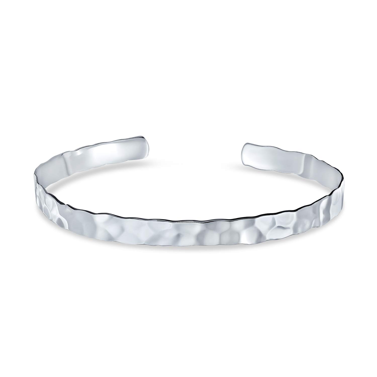 Bling Jewelry Bracciale Rigido Martellato Impilabile A Nido D'Ape Testurizzato Boho Unisex Personalizzabile Per Donne Fidanzate In Argento Sterling Opaco .925