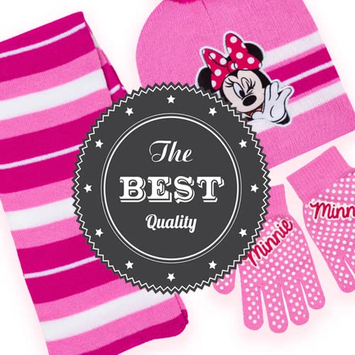 Disney Minnie Mouse Girls 3 Piece Beanie Hat Scarf and Glove Set4