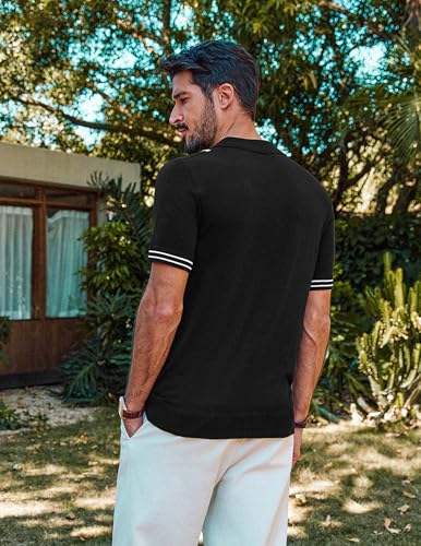 PJ PAUL JONES Mens Polo Shirts Quarter Zip Knit Shirt Vintage Short Sleeve Summer Shirt3