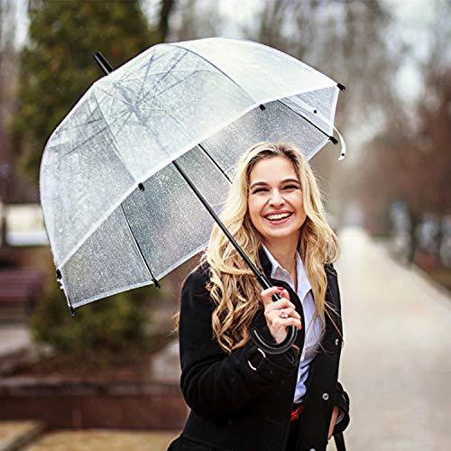 WATINC 18 Pack 46 Inch Clear Bubble Umbrella Large Canopy Transparent Stick Umbrellas Auto Open Windproof with European… - Image 8