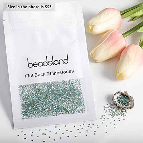 Image of Beadsland 2880pcs Flat Back Crystal Rhinestones Round Gems for Nail Art and Craft Glue Fix,Peridot AB,SS3,1.2-1.4mm