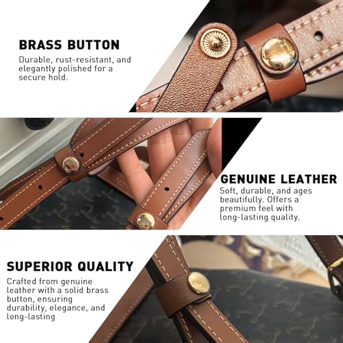 6 PU Leather Handbag Strap Shortener,Bag Protector for Handbag,with Brass Button Handle Wrap Cover for Handbags and Shoulder Bags (Brown)3