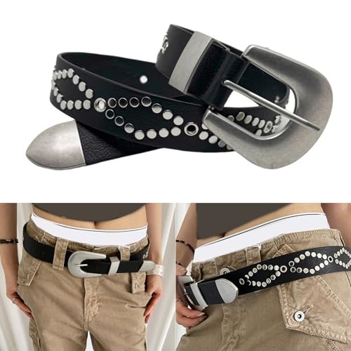 Simple 2000s Cool Wide Waist Cinching Belt With Punk Rivets Studs And Pin Buckles Design For Adult Unisex Everyday Wear Women Western Belt2