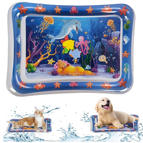 NLAIKE 2 Pieces Upgraded Thickened Cat WWater Sensory Play Mat with Fish for Pet Play