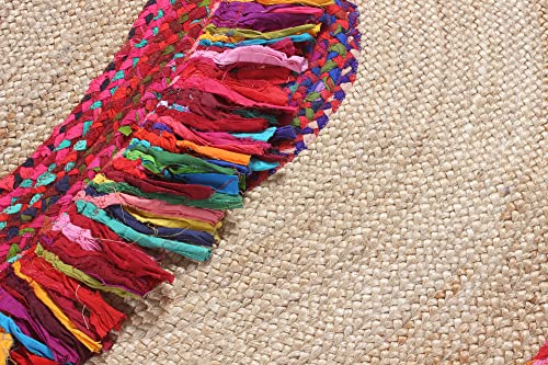 Tapis rond multicolore en coton et jute bohème Collection Circle - 7