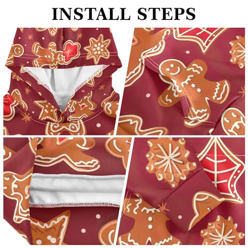 Kids Hoodies Sweaters Christmas Gingerbread Hooded Sweatshirts with Big Pockets for Boys Girls B04000113