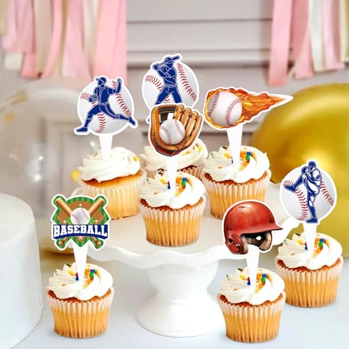Keaziu 32 Pack Baseball Cupcake Toppers Sports Theme Baseball Cupcake Picks Baseball Sport Birthday Baby Shower Cupcake Decoration thumb #2