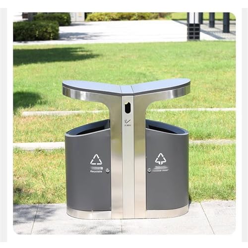ZXLPHAZ Mülleimer für den Außenbereich, Mülleimer für den Außenbereich, Mülleimer aus Edelstahl, großvolumige Mülleimer für städtische Straßen, klassifizierte Abfalleimer – Bild 5