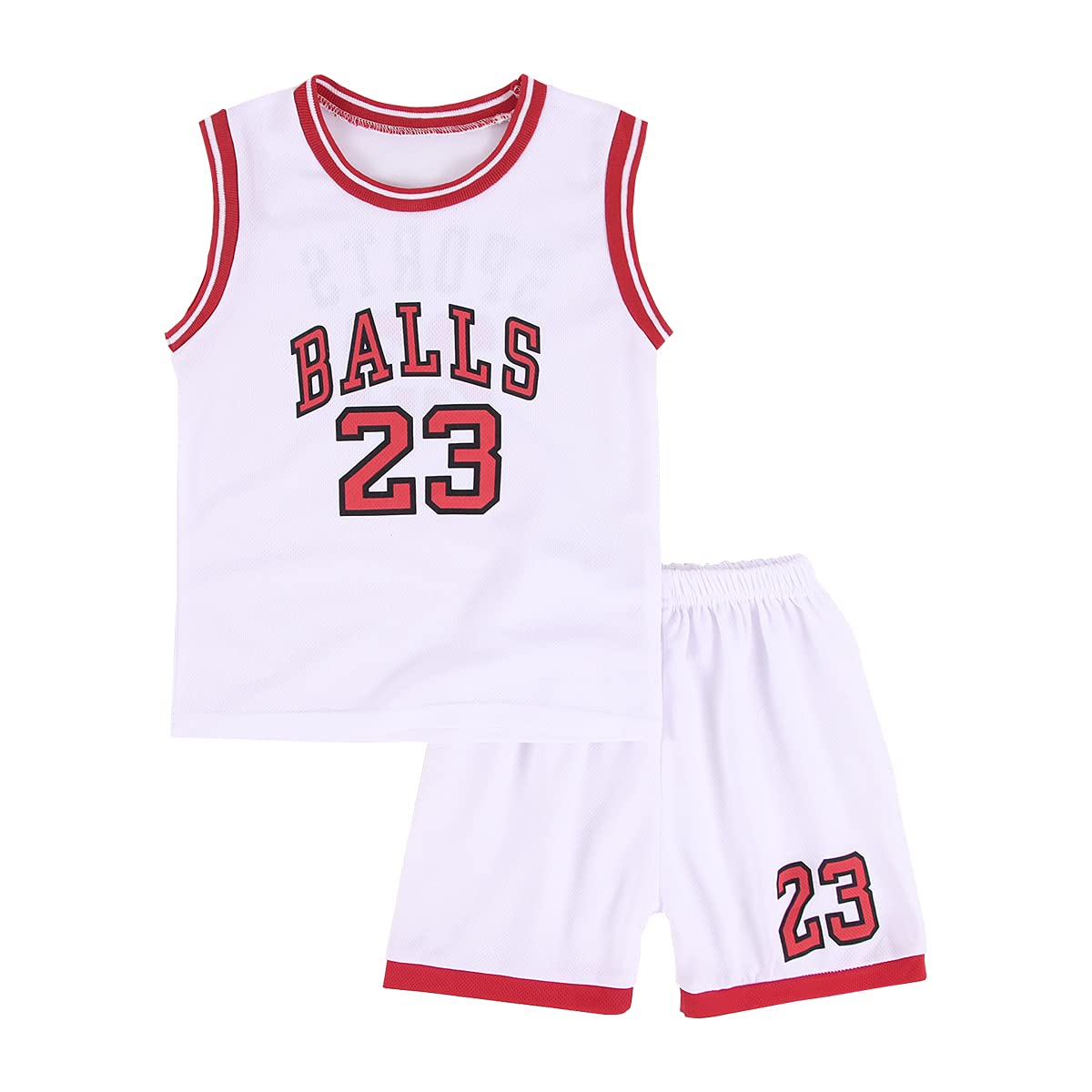 CM C&M WODRO Toddler Kid Basketball Jersey Outfit Baby Boy Girl Letters Tank Top + Track Shorts Sets Boy Summer Clothes (White, 5-6X, 5 Years)