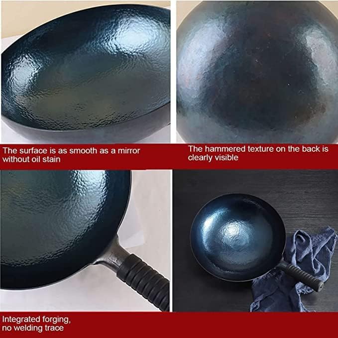 Wok de hierro con fondo redondo con tapa y cuchara 30cm miniatura 4