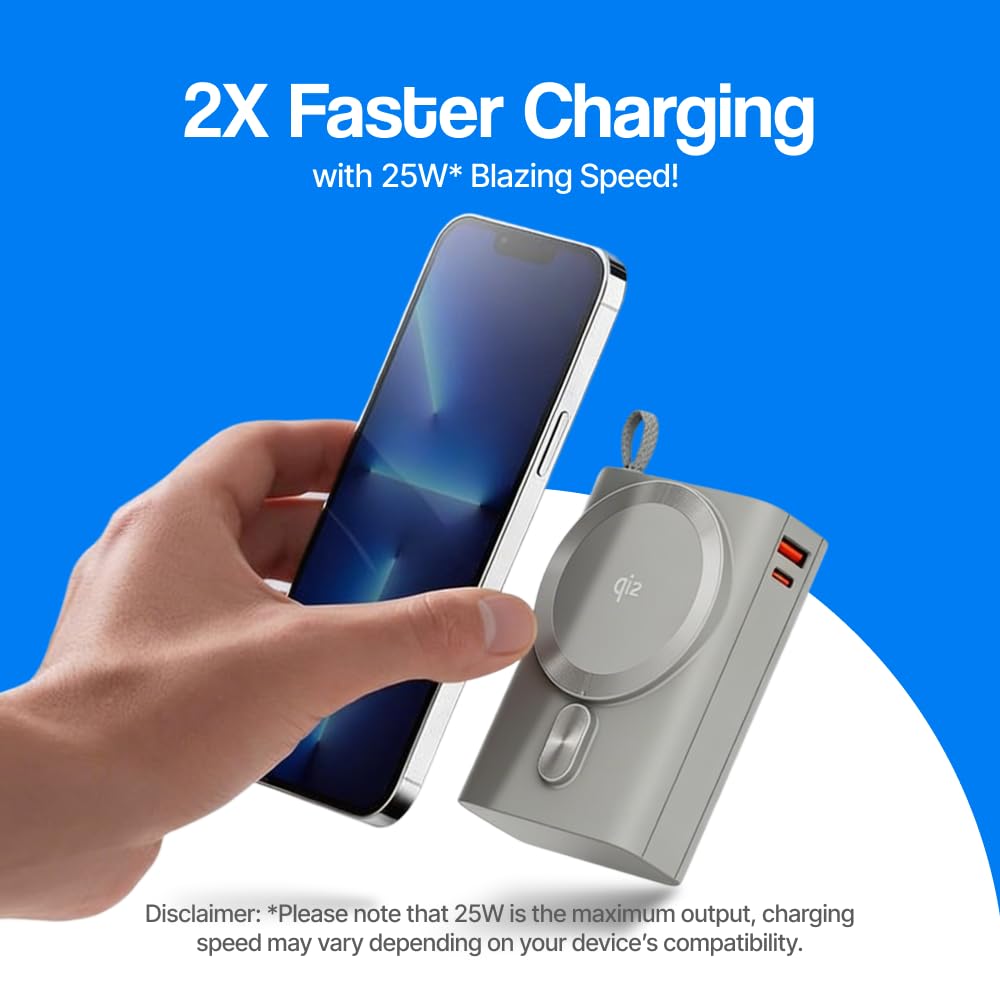 Ambrane 25W Qi2.2 Magsafe Wireless 20000mAh Powerbank, 35W Wired Charging, Fastest Qi2.2 Technology - Now Charge 40% in 30 mins wirelessly, Support MacBook Air Charging for iPhone (Orbit 20K, Blue) — Amazon image 7