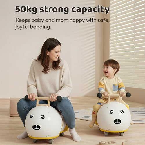 Image of StarAndDaisy Kids Bee Scooter /Push car Toy for Toddlers 1-3 Years Boys & Girls with 4 Wheels & 360 Degree Rotation. Cute bee Design Ride on for Children -Yellow