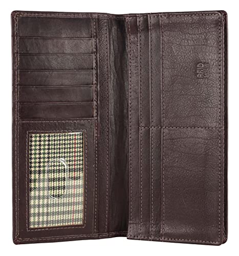 Image of RFID Blocking Mens Genuine leather Bifold Long Wallet