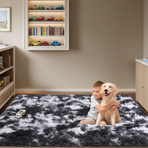 Sour Lemon Hochflor Teppich Grau Teppich Wohnzimmer 200x300 Waschbar Anti-Rutsch Extra Große Teppiche Schlafzimmer Flauschige Moderne Teppiche Matte Teppichen für Schlafzimmer Kinderzimmer