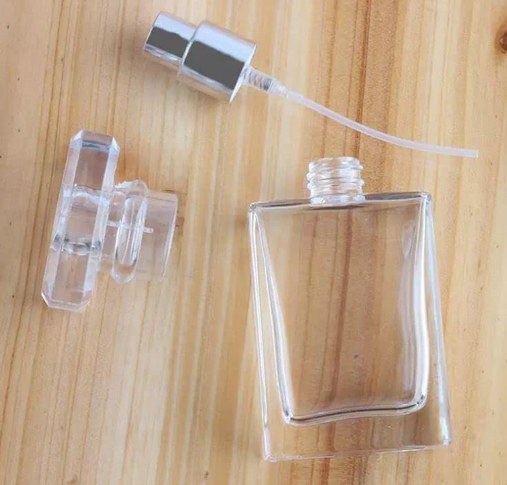 Zénitude Glassworks 100ml Empty Glass Perfume Spray Bottle Refillable Rectangular Silver - Image 5