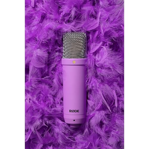 Image of RODE NT1 Signature Series Large-Diaphragm Condenser Microphone with Shock Mount, Pop Filter and XLR Cable for Music Production, Vocal Recording, Streaming and Podcasting (Purple) | Large-Diaphragm Cardioid Condenser, 1-Inch Capsule, Ultra-Low 4 Dba Noise, 142 Db Spl. Includes SM6 Mount