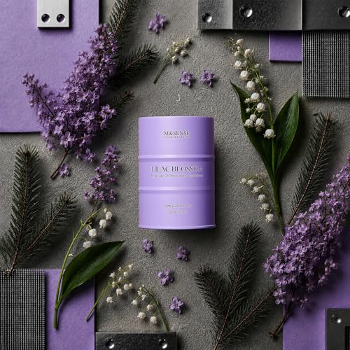 Image of M&SENSE Lilac Blossom Soy Candles for Home Scented, 11.3oz 70 Hour Long Burning Aromatherapy Candle for Stress Relief Meditation Yoga Relaxing SPA, Housewarming Gifts for Women