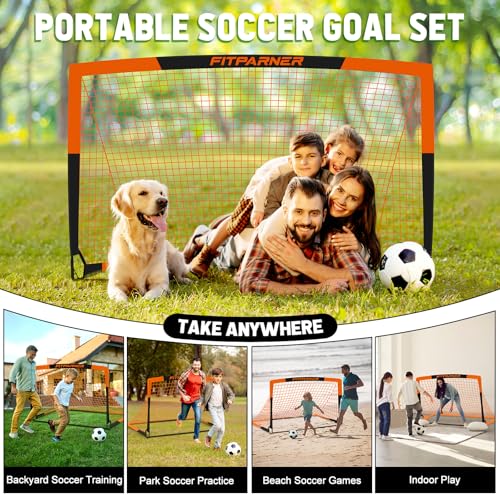 Image of Kids Soccer Goals for Backyard Set - 2 Pack of Portable Pop Up Soccer Nets with Ball,Cones,Complete Training Equipment Kit for Toddler,Youth,Kids Age 3-14,Outdoor Sports Game