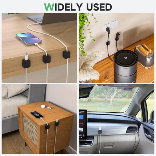 6 Black Magnetic Cable Clips - Image 3