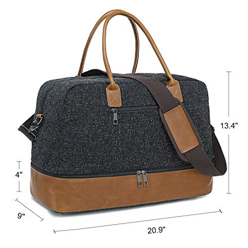 Weekender Travel Tote for Women Ladies Overnight Carry On Duffle Bag with Shoe Compartment and Luggage Sleeve (866D-Black)