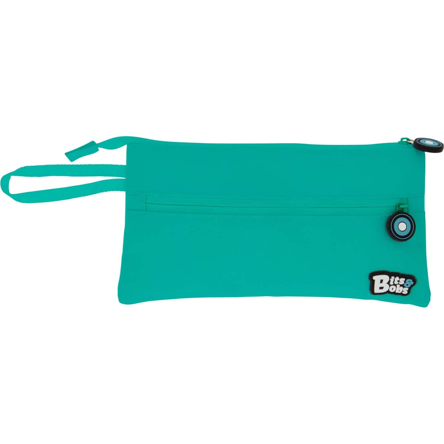 Grafoplás | Flat School Pencil Case | Turquoise | 2 Pockets | 23.5 x 12 cm | Bits & Bobs | Vivid Colours, Turquoise, 23,5x12cm, School