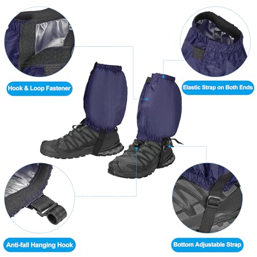 PATIKIL Leg Gaiters, Waterproof Shoe Covers Hiking Gaiters Adjustable Snow Boot Gaiter for Hiking Walking, Climbing, Navy Blue - Image 4