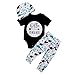 Geagodelia 3tlg Babykleidung Set Baby Jungen Kleidung Outfit Body Strampler + Hose + Mütze Neugeborene Kleinkinder Weiche Babyset New to The Crew (0-3 Monate, Schwarz 774 Dinosaurier - Kurzarm)