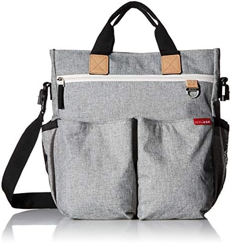 Skip Hop Duo Signature Diaper Bags - Convertible Diaper Bag Backpack & Shoulder Bag (Grey Melange, 1.3 lbs)