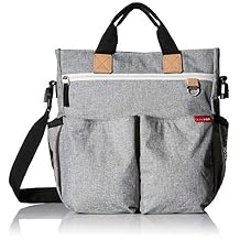 Skip Hop Diaper Bag Iconic Duo Signature Function Forward Tote with Changing Pad & Stroller Attachement, Grey Melange