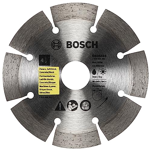 BOSCH DB4541S 4-1/2 in. Standard Segmented Rim Diamond Blade with 7/8 in. Arbor for Universal Rough Cut Wet/Dry Cutting Applications in Pavers, Soft Brick, Concrete/Block