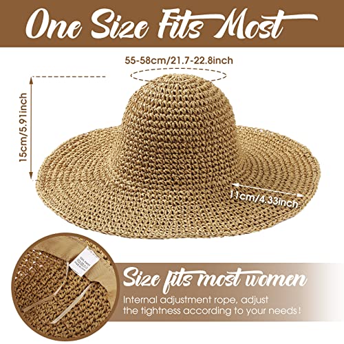 Bonuci 6 Pcs Floppy Paper Straw Sombrero Playa Plegable miniatura 3