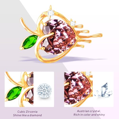 Image of Brooches For Women,14k Gold Plated Copper,Crystal Brooch,Love Brooch,Heart Brooches,Brooches Pin for Birthday, Christmas,Valentines, Wedding Parties, Anniversaries,Mother's Day