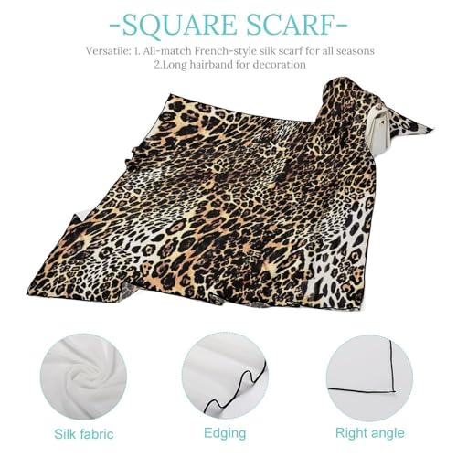 Leopard Skin Print Women's Headband Printed Breathable Lightweight Scarf Square Scarf4