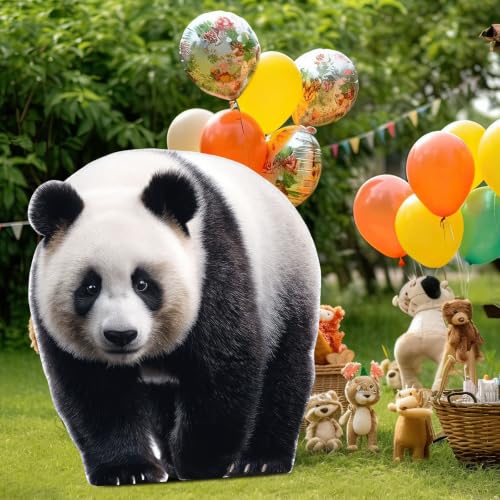 Image of Geelin 5ft Panda Cardboard Standup Cutout Life Size Jungle Safari Animal Theme Party Backdrop Photo Prop Stand up for Zoo Safari Jungle Themed Birthday Party Decoration Supplies