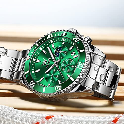 Image of OLEVS Mens Stainless Steel Watch Fashion Luxury Big Face Analog Waterproof
