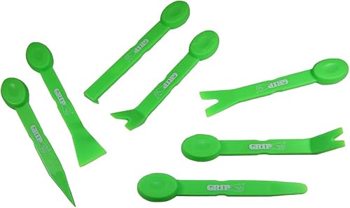 Grip Juego de herramientas de palanca de nailon de 7 piezas, incluye: cuña recta, muesca en V desplazada, muesca en V recta, construcción de nailon
