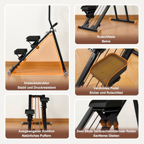HXD-ERGO Vertical Climbing Machine, Stepper Pedal Portátil Plegable, Cross Trainer con Pantalla LCD para Herramientas, Entrenamiento en Casa, Gimnasio, Manillar Ajustable (Negro) - Imagen 5