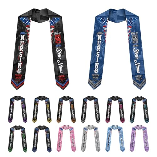 MonkeyVan Personalized Graduation Stole for Nursing Student, Nursing Stole Graduation 2025, RN Nursing Sash Grad Gifts S310