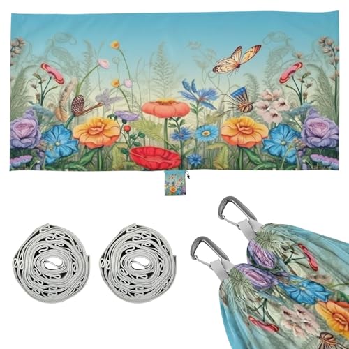 SDMKA Colorful Flower Camping Hammock, 330 lbs with 2 Tree Straps, Carry Bag, Single Portable Hammock for Outdoor/Indoor, Hiking, Beach, Backpacking, Travel