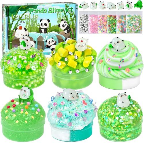 Joytry Panda Slime Kit 6100ml 20oz Total Cloud Butter Clear & Glow in The Dark Slime Variety Pack for Kids & Adults Stress Relief Sensory Toys Fun Birthday Halloween