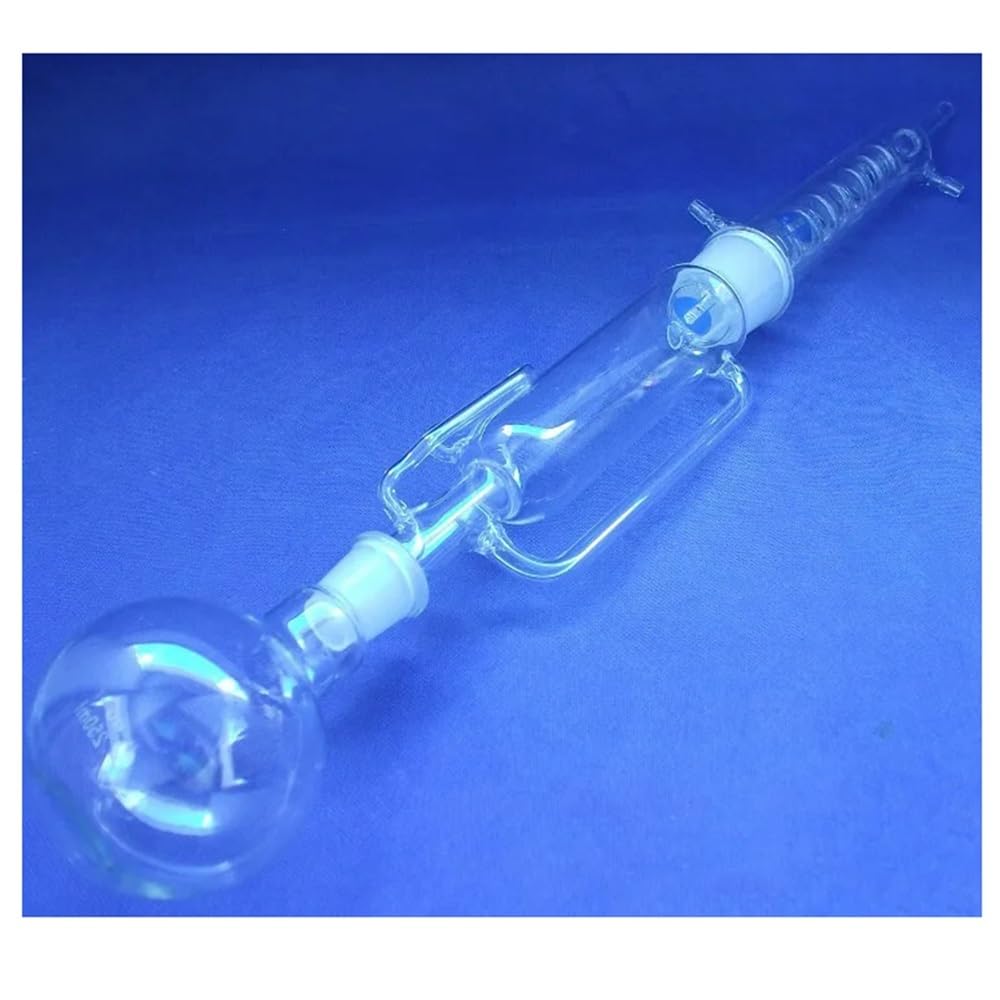 Instrumentos y Equipos de Laboratorio Aparato de vidrio Soxhlet de 250 ml con condensador en espiral y cuerpo extractor. Cristalería de laboratorio.