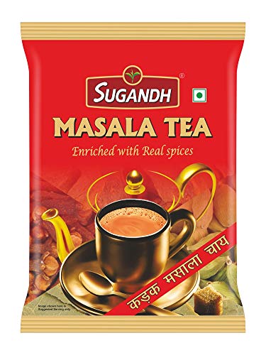 Image of Sugandh Masala Tea | 200G | Pack of 1| Made with Real Spices - Ginger, Cardamom, Cloves, Black Pepper | 100% Natural Ingredients | A Perfect Premium Cup of Tea for Chai Lover