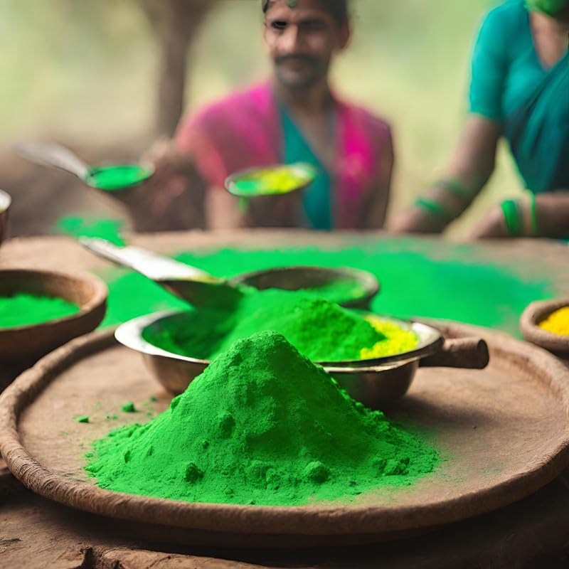 Image of Herbal and Organic Holi Colors | Eco Friendly | Green Color 300gm | Natural and Skin-Friendly Gulal | Handmade and Non-Toxic | Holi Ke Rang | Holi Celebration | Stain Free